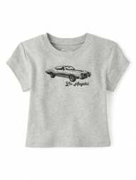 The Children's PLACE Tween Girls Graphic Baby Tee Fitted Crew Neck Cap Sleeve Above The Waist