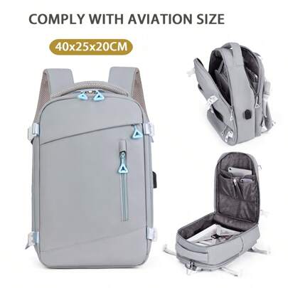 Zaino da viaggio Ryanair, bagaglio a mano 40x20x25, bagaglio a mano da mettere sotto il sedile, borsa da viaggio per compagnie aeree, zaino da viaggio da donna, zaino casual certificato per l'aviazione, zaino da viaggio per esterni, borsa da weekend per lavoro con uscita USB, zaino da viaggio impermeabile da uomo