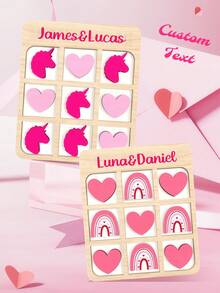 1 Stück personalisiertes Valentinstag Tic-Tac-Zehen Brettspiel, individuelles Holzbrett Pärchen Spiel, individuelles Reisespiel, modisch, farbig, süß, einfach, Kawaii, einzigartiges personalisiertes individualisiertes Geschenk, geeignet als Weihnachtsgeschenk, Valentinstaggeschenk, individuelles DIY Geburtstagsgeschenk, Jahrestags-Geschenk, Paar-Geschenk, Valentinstagsgeschenk, Hochzeitsgeschenk, Partygeschenk, Geschenk für beste Freunde - Verschiedenfarbig - Übersicht 1