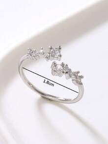 1pc Fashionable Versatile Niche Geometric Zirconia Open Ring - Silver - View 5