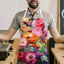 1 Stück kreativer Schürze mit Blumenprint, zeigt einzigartige Mode. Verbindet Kochen und Partyspaß mit Personalisierung. Arbeitsschürze, Partyschürze, Kochschürze, geeignet für Küche, Outdoor, Restaurant, Party, unisex