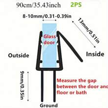 2 tiras longas de vedação para porta de chuveiro, para vidro de 4 a 12 mm de espessura - 90 cm/35,4 pol. de comprimento, fácil instalação, limpador de fundo de silicone silencioso com guia de drenagem - plástico durável e macio, mantém o banheiro seco, vedação inferior da porta do chuveiro