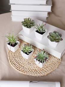 Conjunto de 3 macetas con suculentas simuladas, combinación de verde y rosa, plantas artificiales miniatura falsas para jardín, escritorio, habitación, ventana, regalo de inauguración de casa, decoración de arte, decoración de oficina, boda