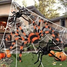 Set de 3 arañas gigantes falsas y espeluznantes para decoraciones de Halloween, decoración exterior e interior de fiestas y habitaciones, suministros de decoración de Halloween, regalo de Halloween