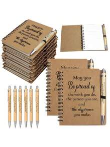 4-Piece Employee Appreciation Gift Set, Includes Inspirational Notebook, Bamboo Pen, Perfect For Team Members, Retirement, Birthday And Holiday Gifts, Coworker Gifts, School Supplies,Back To School