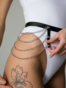 Sexy Women's Leather Spaghetti Strap Gothic Suspender Garter Thigh Leg Band Fetish Belt, Party Costume Accessories