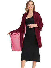 Shawls And Wraps Evening Dresses Sheer Chiffon Women Elegant Soft Silky Wraps Wedding Bridal Scarf - 酒紅色 - 查看 3