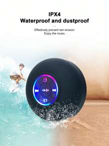 Altavoz Bluetooth impermeable para baño con iluminación LED y ventosa grande, altavoz Bluetooth portátil impermeable