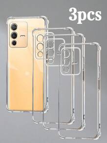 3 Stücke transparente stoßfeste Schutzhüllen, geeignet für Changhong Smartphones, transparente stoßfeste Handyhülle für Changhong Smartphones, Handyhülle, Handyschutzcover, Handyschale, Handytasche, stoßfeste Handyhülle mit Schutz an allen vier Ecken, transparente Handyhülle, einfache Handyhülle, einfarbige Handyhülle, transparente Handyhülle, TPU Handyhülle stoßfest (militärische Stufe Stoßfestigkeit)