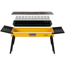 Aktive 89x22x32公分折疊式木炭烤肉架，附側托盤，不鏽鋼烤架，結構堅固，設計緊湊。可拆卸炭盤，方便運輸和存放，是戶外燒烤、露營和露臺的理想選擇。 ✅ 24/48小時送貨至西班牙本土。 - 黑色 - 查看 8