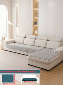 1 pièce Housse de canapé sectionnel antidérapante et lavable Veet pour canapés en L à 3 coussins avec design matelassé, fermeture magnétique et protection pour animaux de compagnie - Housse de canapé grise en peluche