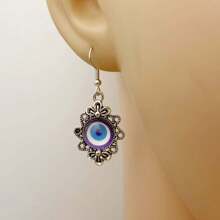 3pcs Stainless Steel Demon Eye Pendant Necklace And Earrings Set