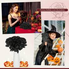 100pcs Artificial Deep Red Rose, Fake Rose, Suitable For DIY Wedding Bouquet, Table Decor, Bridal Shower, Valentine's Day Decoration, Baby Shower Decor - Black Black Rod - View 4