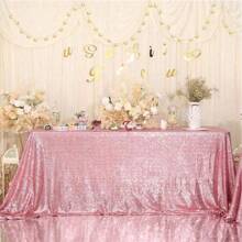 1pc 47" X 70.8" Pink Rectangular Sequins Tablecloth, Shiny Hanging Decorative Cloth Suitable For Valentine's Day, Birthday Party, Wedding And More