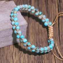 1 pezzo Braccialetto da donna in stile bohémien retrò, fatto a mano, con perline, a doppio strato, con cristalli curativi, adatto per yoga e meditazione