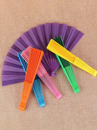 Assorted Color Large Chinese Folding Hand Fans, Suitable For Men And Women, Festivals, Tai Chi, Kung Fu, Martial Arts, Gifts, Summer Cooling, Dance Performances, Home Decor