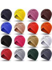 1/5/10 قبعة وشاح أحادية اللون، قبعة صيفية كاجوال للنساء، قبعة حزب ريترو، وشاح محبوك مطرز ومضلل، وشاح مضرّس، قبعة شيموثيرابي مطاطية متقاطعة على الجبهة، وشاح كاجوال للنساء - متعدد الألوان - مشاهدة 6