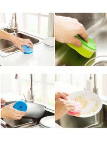 5/3pcs Flower-Shaped Dish Washing Sponges, Scrubbing Pads, Colorful Sponge Brushes For Dishes, Cookware, Glassware, Kitchen Cleaning Tools