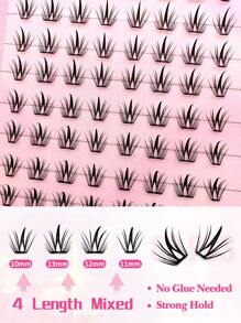 80 pezzi di ciglia a grappolo autoadesive C-Curl, lunghezze miste da 10-13mm, kit di ciglia individuali soffici senza bisogno di colla, estensioni di ciglia fai-da-te con colla pre-applicata, ciglia a grappolo naturali e sfilacciate, estensioni di ciglia a ricciolo C senza bisogno di colla o di solvente, ciglia finte