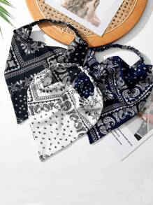 3pcs/Set Women Classic Cashew Flower Design Headband, Scarf In White, Navy Blue, Black, Cute & Sweet, Suitable For Daily Matching Hair Accessories