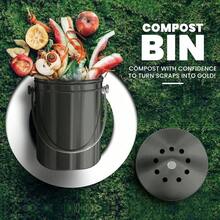 Utopia cubeta de composta de cocina para encimera de cocina 1.3 galones para cocina con tapa incluye 1 filtro de carbón de repuesto gris - gris - Ver 2