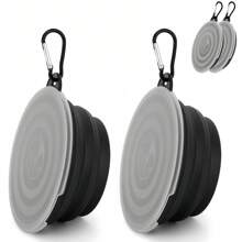 Tazón plegable para mascotas con tapa, tazón de agua/comida antiderrame para viaje para gatos y perros (Diseño desmontable con gancho para acampada y senderismo + Silicona fácil de limpiar)