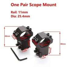 2PCS Anillo de Montaje para Mira de Rifle de Caza para Tubos de 25.4mm 30mm, Montaje de Linterna Táctica en Riel Picatinny de Cola de Doble 11mm 20mm - 25,4 mm de altura A - Ver 3