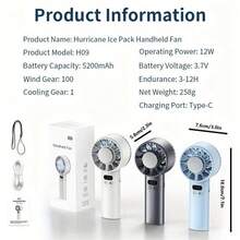 Portable Dual Ice Cooling Fan With 5200mAh Battery - High-Speed 100-Speed Settings For Summer Outdoor Camping & Travel,Outdoor,Garden,Travel Essentials,Portable Essentials,Beach Essentials,Graduation Season,Commencement,Graduation Ceremony,Graduation Gift,Graduation Present,Graduation Gift,Graduation Present,Congrats Grad,Congratulations Graduate,Valedictorian,Finish School,Graduation Party,Outdoor Essentials,Travel Portable,Hiking Essentials,Camping Essentials,Portable Tools,Summer Essentails,Summer Portable - 彩色 - 查看 5