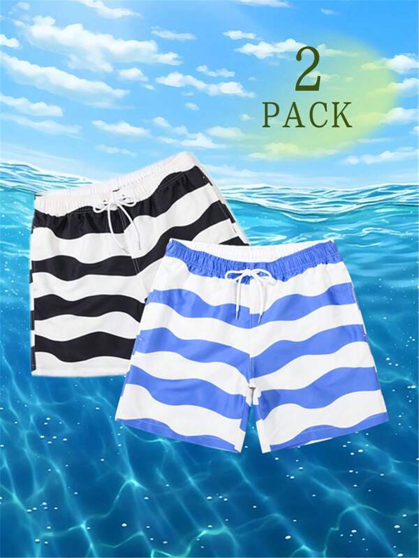 2 paquetes de pantalones de playa y natación informales tejidos para hombres, para usar de vacaciones o de forma casual