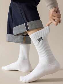 1/5 đôi tất chữ ngẫu nhiên cho nam, tất dài cho nam, tất thời trang cho nam, tất dài thường ngày và thể thao cho nam, tất mềm mại và thoải mái phù hợp với mọi mùa, trang phục hàng ngày và du lịch - Nhiều màu - Xem 4