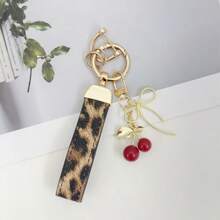 TTOBS 1pc Handmade Leopard Leather Car Key Chain With Unique Cherry Pendant - , Fashionable And Multifunctional Backpack Key Chain, Perfect Accessory For Backpacks. An Ideal Gift For St. Patrick's Day, Valentine's Day, Or For Your Beloved Lady. - Multicolor - View 26