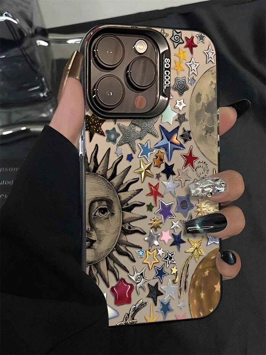 Star Sun Emoticon Phone Case Suitable For Compatible With Iphone16, 15, 14, 13, 12, 11, PRO MAX,16e As Well As X, XS, PLUS, Galaxy S22/23/24 Ultra/FE+ - 彩色 - 查看 1