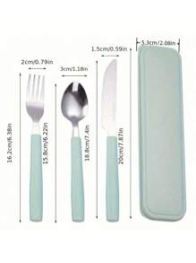 Portable Stainless Steel Travel Cutlery Set With Knife, Fork, Spoon, And Storage Case - Perfect For Office, School, Picnics, Camping, And Outdoor Activities