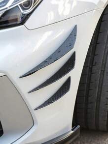 6Pcs Universal Carbon Fiber Car Fan Blades – Scratch Resistant Rubber Bumper Trim, Strong Adhesive Backing, No Paint Damage, Heat Waterproof Resistant, Front Shock Absorber Lip Diffuser Splitter Body Spoiler Decoration, Car Modification Accessories