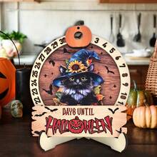1 Stück 2025 Beliebter Halloween Countdown Kalender Party Holz Dekoration Ornament. Weiß Geist, Kürbis, Mumie, Schwarze Fledermaus Spinne Drei-dimensionale Tisch Dekoration Ornamente, Themenparty Mehrebigen Tablett Dekoration. Feiertagsschrecken Atmosphäre Dekorationsartikel, Feiertags Countdown Kalender Ornamente
