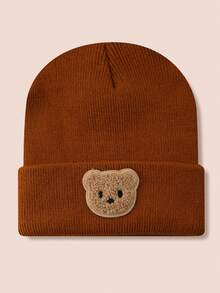 1 件可爱熊图案婴儿针织帽，儿童针织帽，适合男孩和女孩，适合户外和日常穿着，秋冬 - 彩色 - 查看 24