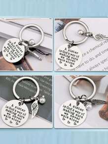 Sister Keychain - A Is God's Way Of Making Sure We Never Walk Alone Keychain Jewelry Christmas Birthday Gifts For Sisters Goth