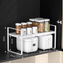 1 pieza Estantería de cocina estilo japonés de varios niveles, estantería organizadora extensible para encimera, despensa, almacenamiento multifuncional