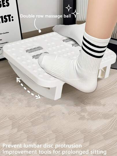 1 PIEZA Reposapiés ergonómico de 180° de oscilación para escritorio de oficina, plástico con 8 orificios de ventilación, soporte para los pies debajo del escritorio y corrector de postura, blanco/negro, diseño sencillo y construcción resistente, almohadilla para los pies debajo del escritorio, suministros escolares, vuelta al colegio