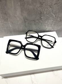 1 paire de lunettes à large monture rétro à la mode pour femmes, convenant à un usage quotidien, accessoire de lentille transparente pour ordinateur, lecture, jeux, télévision, téléphone portable