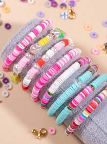 5400 Stücke Ton Perlen Sets Armband Perlen Sets mit Buchstaben Perlen Schmuckherstellungs Set Freundschaftsarmband Perlen für Schmuckherstellung Zubehör für Geburtstagsparty