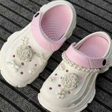 12/17pcs Pompom Flower Bouquet Shoe Clip Set, Detachable Pink Flower Decorative Accessories, High-End Luxury Feel For Sandals, Slippers, Gift For Holidays