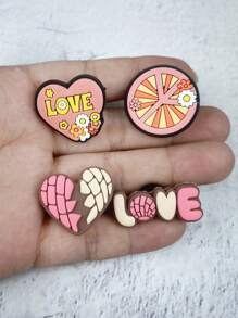 1 Set de 6 piezas de decoraciones con patrones de helado y corazón de dibujos animados para sandalias, pulseras, pantuflas, proyectos DIY para teléfono, adecuado para playa, vacaciones, regalo de cumpleaños