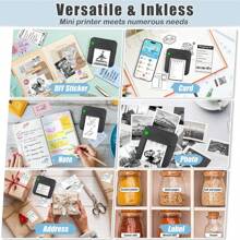 Mini Printer, Portable Thermal Sticker Maker With 1 Roll Paper, Compatible With IOS & Android, Sticker Printer For Study Notes, Pictures, DIY, Journal