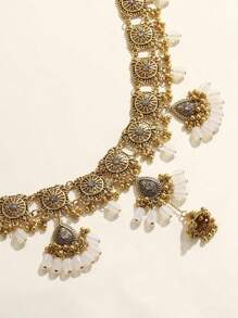 1 pezzo Catena per il corpo/vita con ciondolo a goccia d'acqua e fiore cavo, accessorio di moda di stile mediorientale, per le donne