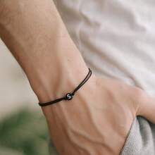 1 Pc Minimalist Black Cord Bracelet With Letter – Jewelry For Daily Wear