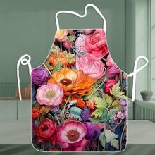 1 Stück kreativer Schürze mit Blumenprint, zeigt einzigartige Mode. Verbindet Kochen und Partyspaß mit Personalisierung. Arbeitsschürze, Partyschürze, Kochschürze, geeignet für Küche, Outdoor, Restaurant, Party, unisex