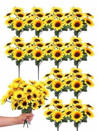3 pièces - Tournesol réaliste pour la décoration de la maison, tournesol artificiel, tournesol à sept têtes, pour la décoration intérieure et extérieure, et peut être utilisé pour les bouquets de mariée, les décorations de table, la décoration de jardin, la décoration extérieure, la décoration de chambre et la décoration de pièce, la décoration d'automne