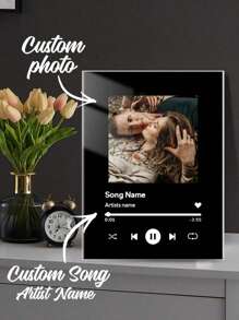 1/2/5 Stück personalisiertes Paar-Musik 2D Acryl Schild Dekoration, individualisierbare Bilder und Songtext, perfekt für Valentinstag, Geburtstag, Jahrestag, Hochzeit, Brautjungfern und Bräutigam Souvenirs, modern und einfach, personalisiert und schön, farbig und wasserfest.