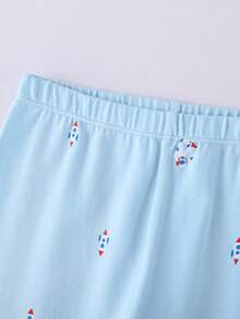 Annil Children's Clothing, Girls, Boys, Medium And Large Children, Mid-Collar Autumn Clothes And Pants Sets, Home Base Layer Warm Clothes, Autumn - Blue - View 5